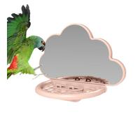 Espejo para pájaros con posadera, soporte de perca para pájaros, espejo de cacatúa, espejo de periquito, perca para loros con espejo, espejo para pájaros con taza de alimentación, percha de espejo