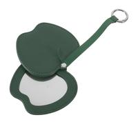 Espejo Pequeño y Bonito de Mano para Bolso Colgante Verde de PU y Metal | Espejo de Viaje Portátil Cubierta Abatible, Diseño en Forma de Fruta, Accesorio para Mujer, Cuerda para Colgar y Gancho