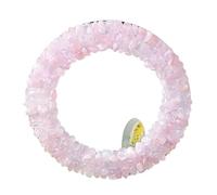 Espejo plano redondo hecho a mano con grava de cristal natural - Espejo de maquillaje for amantes de la belleza(PinkCrystal)