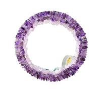 Espejo plano redondo hecho a mano con grava de cristal natural - Espejo de maquillaje for amantes de la belleza(AmethystPinkCrystal)