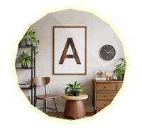 Espejo Poligonal Original Forma 80x80 cm Retroiluminación Luz Neutra Sin Marco para Baño Dormitorio Corredor Salón Montaje en Pared Único Diseño Elegante con Iluminación LED