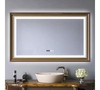 Espejo Rectangular LED para baño montado en la Pared, Espejo de Maquillaje Moderno con película antivaho, Espejos de tocador retroiluminados Inteligentes para baño con Marco, Espejos de Toca