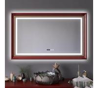 Espejo Rectangular LED para baño montado en la Pared, Espejo de Maquillaje Moderno con película antivaho, Espejos de tocador retroiluminados Inteligentes para baño con Marco, Espejos de Toca