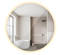 Espejo Redondo con Iluminación Integrada Blanco Cálido Ø 90 cm para Dormitorio con Iluminación Integrada Colgable Sin Marco