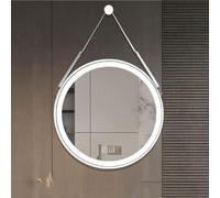 Espejo Redondo Con Marco Metálico, Espejo De Baño Con Iluminación LED, Espejo De Maquillaje Redondo (colgante O De Pared) Con 3 Tonos De Luz Regulables, Función De Memoria Y Antivaho(White,70cm)