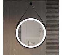 Espejo Redondo Con Marco Metálico, Espejo De Baño Con Iluminación LED, Espejo De Maquillaje Redondo (colgante O De Pared) Con 3 Tonos De Luz Regulables, Función De Memoria Y Antivaho(Black,60cm)