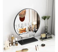 Espejo redondo de 40 cm, elegante espejo de tocador negro para decoración de dormitorio y baño, eleva tu espacio con un reflejo elegante y diseño contemporáneo