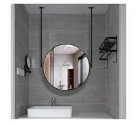 Espejo redondo de doble varilla montado en la pared, espejo de hierro para baño, hotel y sala de estar, elegante, negro, 70 cm de diámetro
