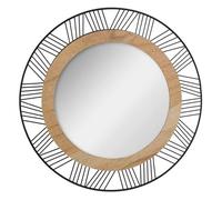 Atmosphera Espejo Joe – Redondo, montaje en pared, metal y madera, negro, D45 cm