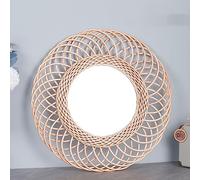 Espejo redondo de pared colgante de 15 pulgadas, espejos redondos, espejo de pared redondo estilo bohemio, espejo decorativo de pared circular de ratán