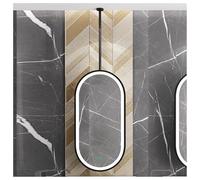 Espejo redondo de tocador de baño con luz LED, 50 x 80 cm, espejo colgante de metal para habitaciones de hotel, elegante espejo de pared decorativo, diseño moderno, decoración elegante para el hogar