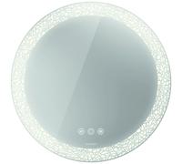 Espejo redondo Duravit Happy D.2 Plus con iluminación, versión iCon, con calefacción de espejo, 700x700x55mm, blanco mate, HP7485G00000000, Versión: Decoración del campo luminoso: orgánico