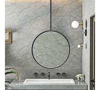 Espejo redondo para colgar en el techo de 40 a 70 cm, espejo de tocador negro para hogar y hotel, espejo decorativo de pared para maquillaje y baño, elegante accesorio de baño