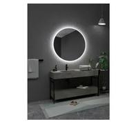 Espejo redondo retroiluminado con luz fija cálida y acabado color cromo Oporto de LedImex - 70 cm de diámetro