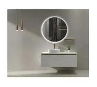 LED IMEX Espejo redondo retroiluminado con luz fría de intensidad fija y acabado color cromo Oporto - 80 cm de diámetro