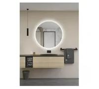 Espejo Redondo Retroiluminado con Luz Fría y Doble Sensor, Acabado en Color Cromo Lisboa de LedImex - 90 cm de diámetro