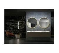 Espejo Redondo Retroiluminado con Marco de Aluminio en Acabado Color Oro de LedImex - 70 cm