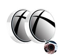 Espejo Retrovisor Auxiliar Con Soporte Ventosa Para Coche Punto Ciego Marco Redondo Gran Angular Giratorio 360 grados 2 Uds Espejos Retrovisor Coche(White A)