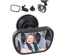 Espejo Retrovisor Bebé para Vigilar al Bebé en Coche, 360° Ajustable para Silla Trasera de Bebé/Asientos de Niños Orientados hacia Atrás 100% Inastillable Espejo Coche Bebe con Clip y con Ventosa