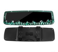 Espejo retrovisor con decoración de diamantes de imitación de cristal que ofrece una amplia compatibilidad, instalación no destructiva y visión trasera de vidrio transparente (verde)