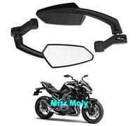 Espejo Retrovisor de la Motocicleta, 8mm 10mm Street Bike Moto Espejos para Z900 Z1000 Z750 Z300 ER-6N (Negro)