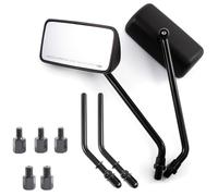 Espejo retrovisor de motocicleta 8 mm 10 mm Universal Negro Vintage Aleación de aluminio Manillar Espejos laterales para ATV Street Bike Cruiser Chopper Rectángulo (Negro)