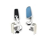 Espejo Retrovisor De Motocicleta Aluminio CNC Universal Cristal Azul Scooter Electrombile E-Bike Espejos Retrovisores Espejo Retrovisor Moto(Silver)