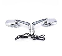 Espejo retrovisor de Motocicleta para Harley VRSCF v-Rod 2009-2017 2016 2015 2014 8MM retrovisor para Motocicleta Espejos Intermitentes(Plata)