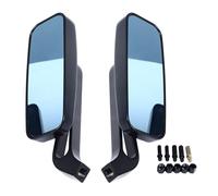 Espejo retrovisor de motocicleta Vidrio azul vintage Marco de aleación de aluminio a prueba de golpes Diseño cuadrado Fácil instalación Espejo de manillar para motos Motocicletas
