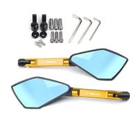 Espejo Retrovisor Lateral CNC para Motocicleta Espejo Antideslumbrante Azul para Kawasaki Z900 Espejos Laterales de Motocicleta(Gold Big-Mirror)