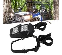 Espejo retrovisor lateral UTV ajustable de 360 grados con luces LED y kit de cableado para Polaris RZR/Ranger Pioneer Arctic Cat CFMOTO, espejo retrovisor con lámpara