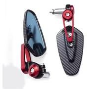 Espejo Retrovisor Moto Espejo Retrovisor Universal De Aluminio Motocicleta Manillar Con Patrón Fibra Carbono Vidrio Azul Mango Antideslumbrante Lateral Espejos Retrovisores Moto(Red)
