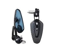 Espejo retrovisor motocicleta Espejo Retrovisor Universal Motocicleta Manillar Patrón Fibra Carbono Accesorios Traseros Invertidos Modificados Espejos Moto Lateral(Black)
