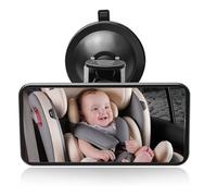 Espejo Retrovisor para Bebé en Coche, Seguro y Ajustable, con Pinza Fuerte y Ángulo de 360°, para Vigilar al Niño en el Asiento Trasero desde el Asiento del Conductor (Antideslumbrante)