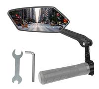 Espejo Retrovisor para Bicicleta y Scooter Eléctrico, Espejo Retrovisor Izquierdo Universal HD Ajustable 360°, Compatible con Manillares de 20 a 24 mm, Gran Superficie Reflectante y Alta Visibilidad