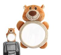 Espejo retrovisor para coche para niños, espejo de oso de peluche para asientos de coche con mirada hacia atrás, suave asiento de coche de peluche, espejo para niños