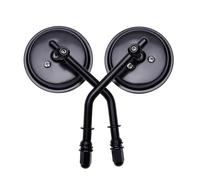 Espejo Retrovisor Redondo para Motocicleta De 8mm Vástago Corto De 3 "para Harley Dyna Bobber Chopper Old School 1982-2018 Up Espejos Laterales de Motocicleta(Black)