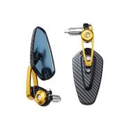 Espejo Retrovisores Moto Espejo Retrovisor Universal Motocicleta Manillar Patrón Fibra Carbono Accesorios Traseros Invertidos Modificados Espejos Motos Lateral(Yellow)