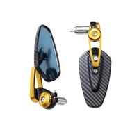 Espejo Retrovisores Moto Para Espejo Retrovisor Motocicleta Manillar Con Patrón Fibra Carbono Accesorios Traseros Invertidos Modificados Espejos Motos Lateral(Yellow)