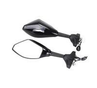 Espejo Retrovisores Moto Para Para Daytona 675R Para Aprilia GPR125 Para Ducati Para Hyosung Racing Espejos Retrovisores Intermitentes LED Espejos Motos Lateral(Black-Clear)