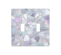 Espejo roto con textura de hielo de doble banda, cubierta de luz, placa de pared, decoración de interruptor, tamaño estándar, 11,4 x 11,4 cm