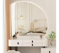 Espejo Semicircular Asimétrico, Espejo De Baño LED, Espejo De Pared Moderno Sin Marco, Espejo De Maquillaje Regulable Inteligente, Ajustable 3000K/4000K/6000K, Espejo Iluminado Irregular ( Color : Lef