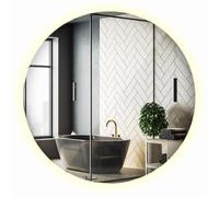 Espejo sin Marco LED 90 cm | luz Blanca Neutra | diseño Moderno Redondo decoración Funcional en Interiores Elegantes
