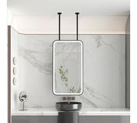Espejo suspendido de Techo Negro, Espejo de baño LED para la Pared, Espejo de tocador de Maquillaje HD Espejos de Varilla Colgantes Modernos para el hogar, hoteles y Tiendas(40cmx70cm)