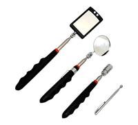 Espejo telescópico LED | Herramientas de recogida magnética con imán potente | Espejo de inspección giratorio de 360° y cuadrado para reparación de automóviles, uso doméstico y profesional