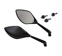 Espejo TOREZZO, negro, M10, marca E, par | Cabeza 150/80/35 mm, longitud vástago 110/140 mm, aluminio, homologación E, adaptador rosca izquierda compatible Yamaha
