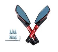 Espejo Universal para Motocicleta, Espejo Retrovisor CNC de Vidrio Azul Anti-Vértigo con Tornillos 8 mm 10 mm (Rojo)