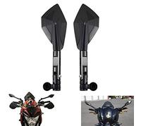 Espejo Universal para Motocicleta, Espejo Retrovisor CNC de Vidrio Azul Anti-Vértigo con Tornillos 8 mm 10 mm (Negro)