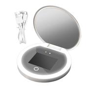 Espejo UV para Prueba de protección Solar, Espejo de tocador de Viaje, cámara UV Plegable de Dos Caras con Luces LED Regulables, Aumento 2X, portátil para Viajes y baño