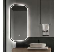 Espejo Vani LED giratorio de 360° - Espejo de maquillaje HD Recular con metal e Teles y 3 opciones de color regulables ajustables (tamaño: 40)